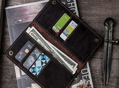 Vintage Cool Leather Long Wallets for men Bifold Men Long Wallets