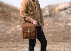 Vintage Brown Leather Mens Backpack Satchel Backpack School Backpack for men