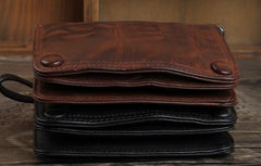 Genuine Leather Mens Chain Biker Wallet Cool Leather Wallet Small Wallets for Men