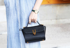 Handmade Leather Vintage Mens Black Handbag Shoulder Bag for women