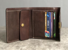 Handmade Leather Mens Cool billfold Leather Wallet Men Small Wallets Trifold for Men