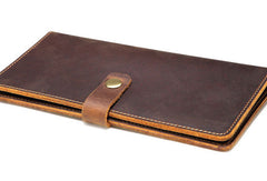 Handmade Genuine Leather Wallet Long Leather Wallet Bifold Wallet Bag For Mens