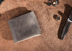 Handmade Vintage Leather Men Small Bifold Wallet billfold Wallet for Men