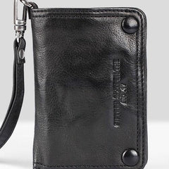 Genuine Leather Mens Chain Biker Wallet Cool Leather Wallet Small Wallets for Men