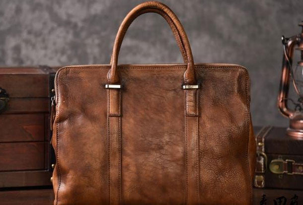 Vintage Cool leather mens Briefcase Business Briefcase laptop Briefcases for Men
