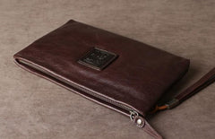 Cool Leather Mens Clutch Wallet Zipper Clutch Wallet Wristlet Wallet for Men