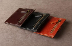 Leather Mens Cool Front Pocket Wallet Small Leather Wallet Men billfold Wallets  for Men
