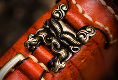 Handmade leather Mens Tibet Small biker chain wallet zipper billfold Chain Wallet for Men - EverHandmade
