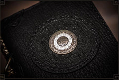 Handmade Leather Small Tooled Mens Cool billfold Wallet Chain Wallets Biker Wallet for Men