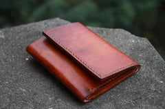 Handmade Leather Mens Small Trifold Wallet Vintage Cool billfold Wallet for Men