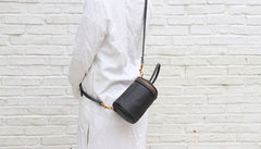 Cute LEATHER WOMEN Barrel Bag Small Bucket Purse Handbag SHOULDER Purses FOR WOMEN