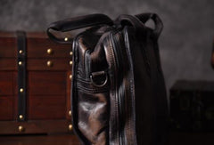 Cool leather mens Briefcase vintage Shoulder Bag weekender bag travel bag for men - EverHandmade