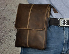 Mens Leather Small COURIER BAG Side Bag Waist Pouch Holster Belt Case Belt Pouch for Men
