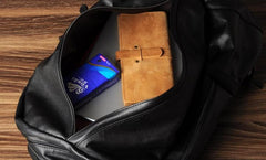 Leather Mens Cool Large Backpack Black Travel Backpacks Hiking Backpack for men