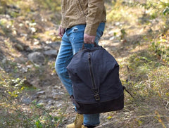 Cool Canvas Leather Mens Backpack Large Travel Backpacks Hiking Backpack for Men
