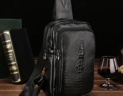 Cool Leather Mens Sling Bag Sling Shoulder Bag Sling Backpacks Chest Bag for men