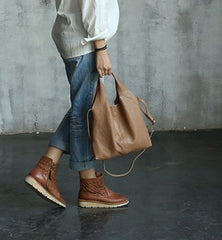 Handmade LEATHER WOMENs Small Shopper Tote SHOULDER Tote BAG FOR WOMEN