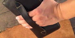 Handmade Genuine Leather Mens Clutch Cool Long Wallet Skull Zipper Clutch Wristlet Wallet for Men