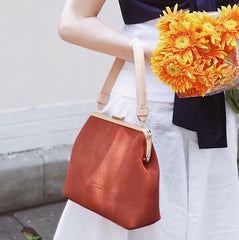 Vintage Leather Womens Frame Handbag Frame Purse Handbag for Women