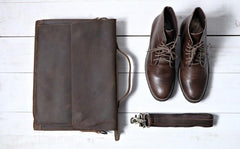Vintage Coffee Leather Mens Briefcases Work Bag Laptop Bag Business Bag for Men