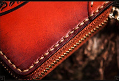 Handmade Leather Tibetan Mens Biker Chain Wallet Cool Leather Wallet Long Chain Wallet for Men
