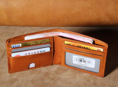 Handmade Genuine Leather Mens Cool Slim Leather Billfold Wallet Men billfold Wallets Bifold for Men