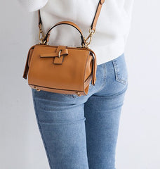 Small Leather Stylish Womens Boston Handbag Doctor Shoulder Bag for Women