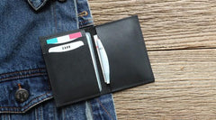 Leather Mens Front Pocket Wallet Small Card Wallet Change Wallets for Men