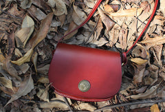 Handmade Leather Round Bag Crossbody Bag Shoulder Bag Purse for Women Leather Bag - EverHandmade