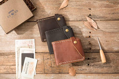 Handmade Leather Mens Small Wallets Bifold Slim billfold Front Pocket Wallet for Men