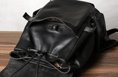 Leather Mens Cool Large Backpacks Black Travel Backpack Hiking Backpack for men