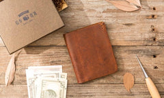 Handmade Leather Mens Small Wallets Bifold Vintage Slim billfold Wallet for Men