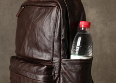 Coffee Leather Mens Cool Backpacks Large Travel Backpack Hiking Backpack for men