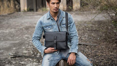 Cool Leather Mens Small Messenger Bag Side Bag Shoulder Bags for Men