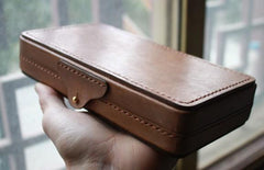 Handmade Leather Mens Box Wallet Wristlet Clutch Wallet Cigarette Box for Men