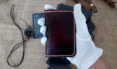 Leather Mens Slim Front Pocket Bifold Small Wallets Card Wallet for Men