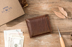 Cool Leather Mens Small Wallets Bifold Vintage billfold Wallets for Men