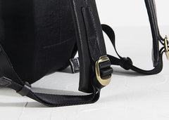 Cool Black Genuine Leather Mens Backpack Large Travel Backpack Hiking Backpack for men