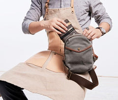 Cool Gray Canvas Mens Sling Bag Chest Bag One Shoulder Packs for men