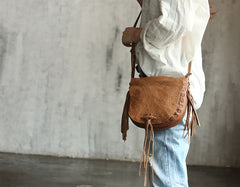 Stlyish WOMENs LEATHER Tassels Shoulder Bag Saddle Crossbody Purse With tassels
