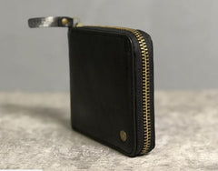 Genuine Leather Mens Cool Slim Zipper billfold wallet  Men Bifold Small Wallets for Men