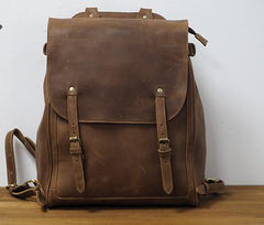 Vintage Mens Leather 15inch Laptop Backpack Leather School Backpack Travel Backpack for Men