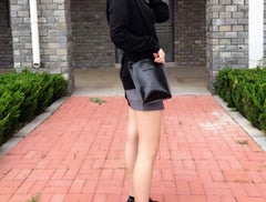 Cute LEATHER WOMEN Bucket SHOULDER BAG Barrel Crossbody Purses FOR WOMEN