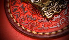 Handmade Leather Mahākāla Mens Chain Biker Wallet Cool Leather Wallet Long Clutch Wallets for Men