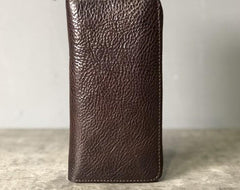 Genuine Leather Mens Cool Long Leather Phone Wallet Zipper Clutch Wallet for Men