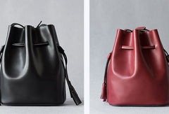 Genuine Leather bucket bag shoulder bag for women leather crossbody bag - EverHandmade