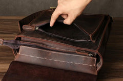 Leather Mens Cool Backpack Messenger Bag Coffee Travel Backpack Hiking Backpack for men