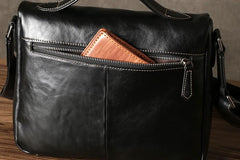Leather Mens Cool Messenger Bag Black Shoulder Bag for men