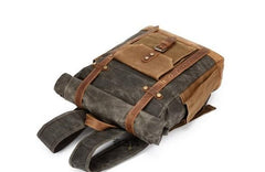 Waxed Canvas Leather Mens Travel Backpacks Canvas Backpack Canvas School Backpack for Men