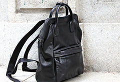 Genuine handmade Handbag Leather backpack bag shoulder bag black women leather purse - EverHandmade